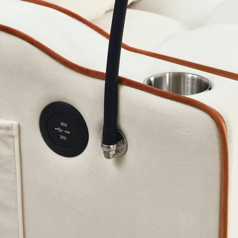 55.51'' Modern Versatile Foldable Sofa Bed With Adjustable Back and USB Port and Ashtray and Swivel Phone Stand