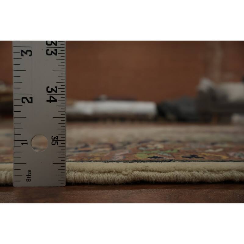 Hand Knotted Oriental 100% Wool Carpet Traditional Floral Beige & Ivories Qum Area Rug - 5' 9'' X 3' 2''