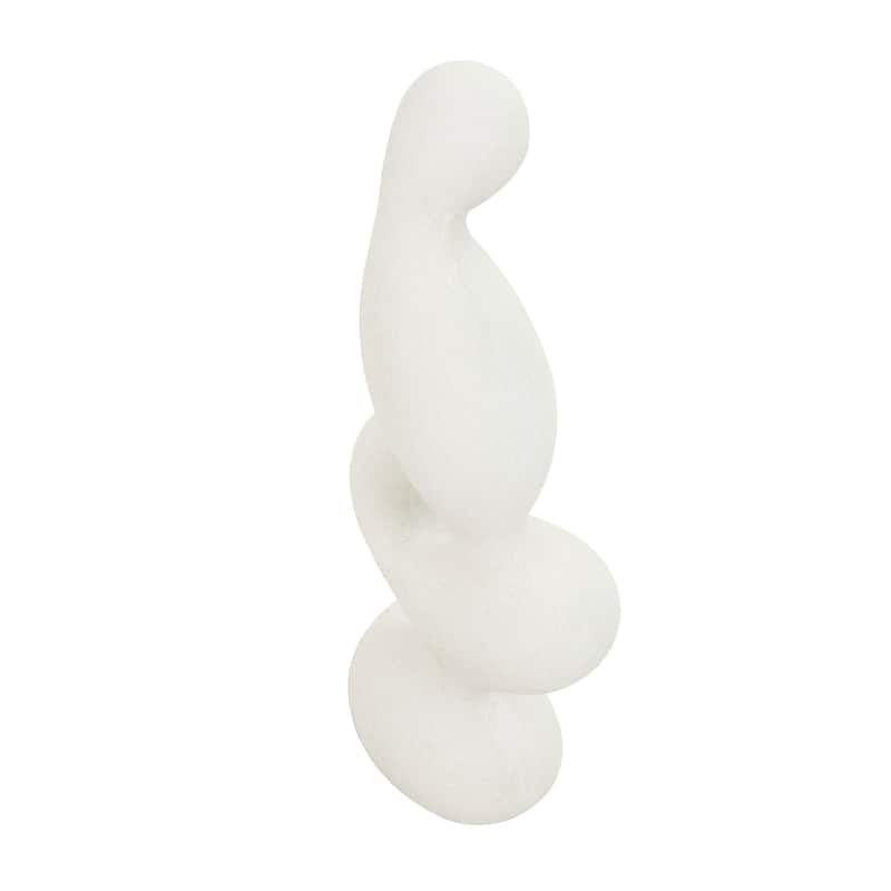 White Polystone Curved Shaped Abstract Sculpture with Speckled Texturing