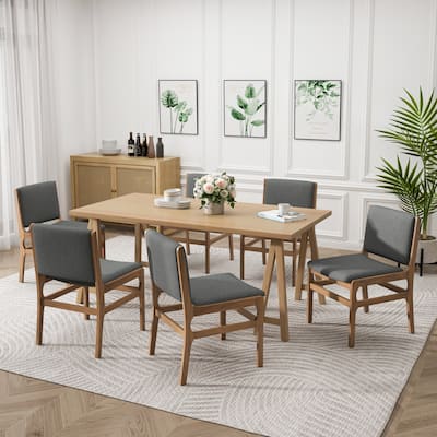 Coston Upholstered Rubberwood 7 Piece Dining Set by Christopher Knight Home