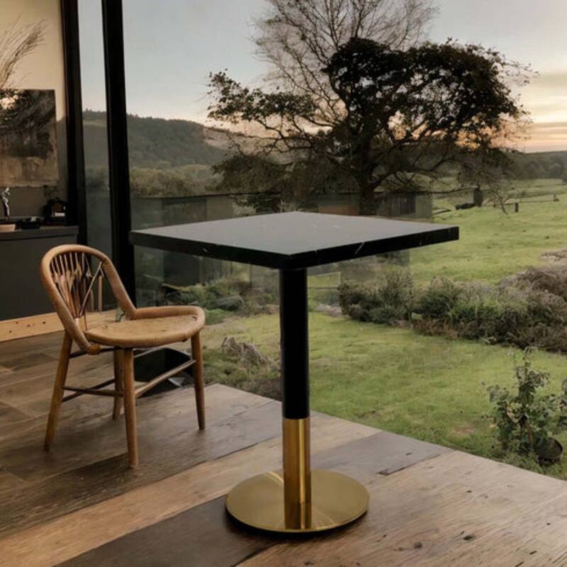 Ruby Square Dining Table (Faux Marble) - Black