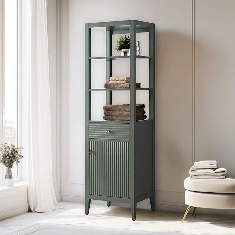 Vanity Art 72" Tall Tower Bathroom Linen Cabinet with Soft Close Door and Drawer