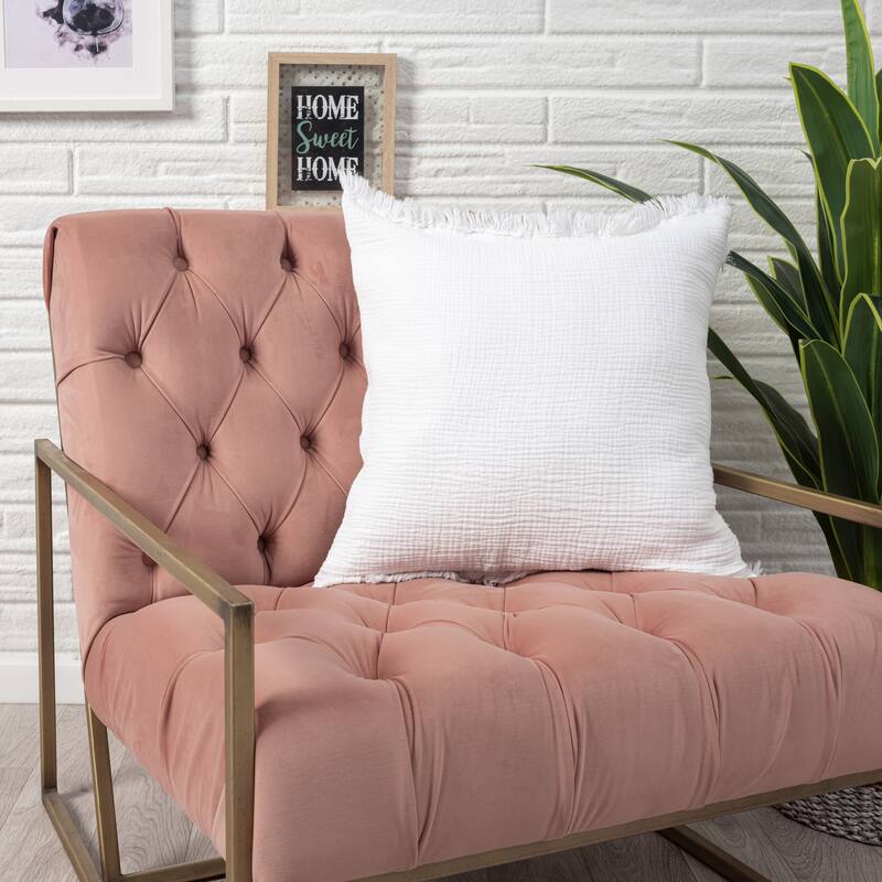 Sevita Solid Turkish Cotton Fringed Throw Pillow
