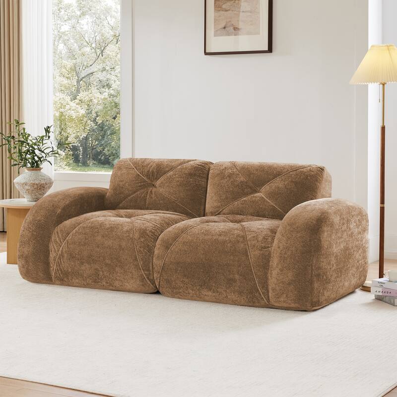 Velvet Tufted Loveseat Sofa Modular Couch, Boneless Deep Seat 2-Seater Couch, Available with/without Ottoman