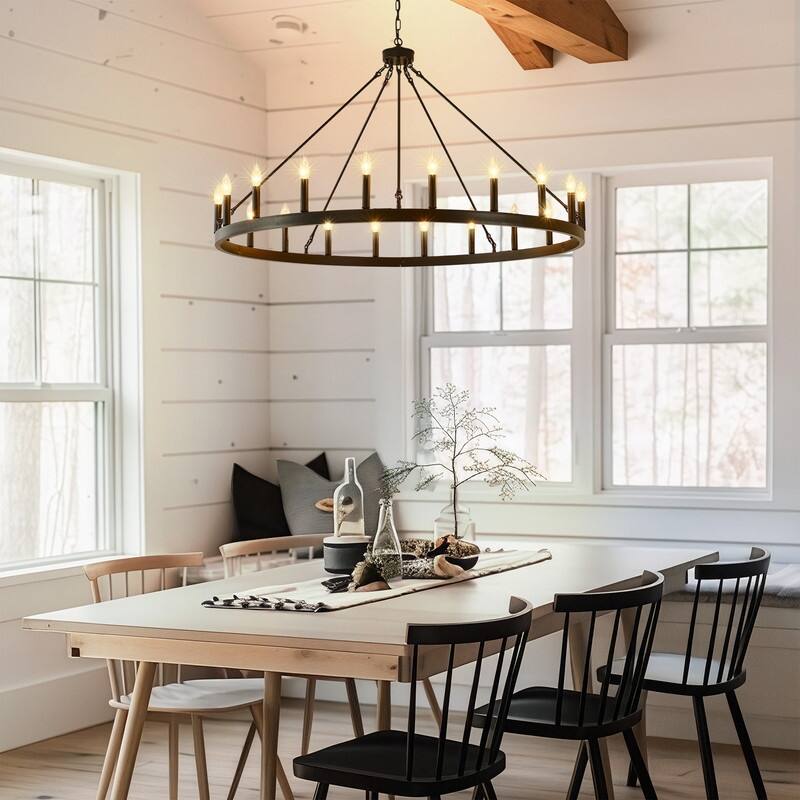 Wagon Wheel Chandelier Large Black Farmhouse Chandelier
