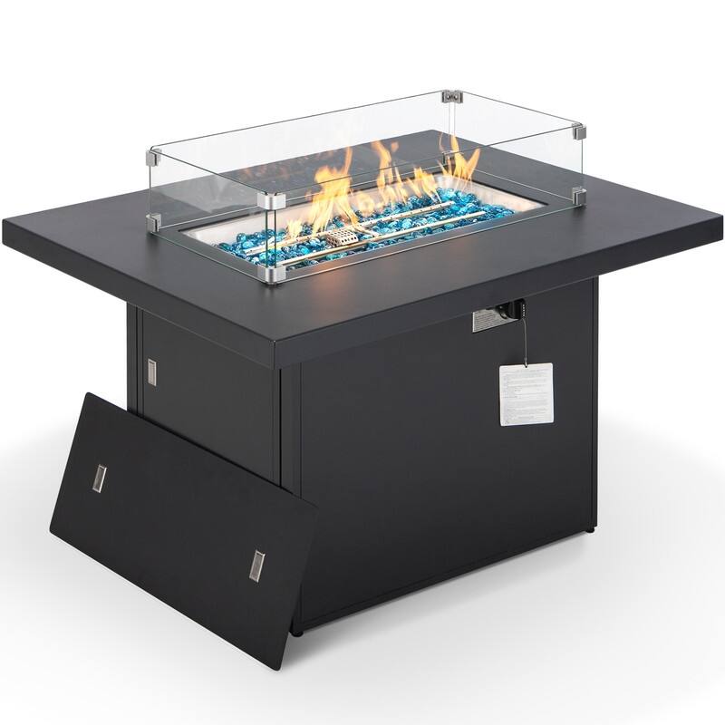 FINCATI 43" Aluminum Outdoor Fire Pit Table, CSA-certified 60,000 BTU Patio Coffee Table Fireplace, Extra Large Firepit