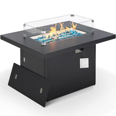 FINCATI 43" Aluminum Outdoor Fire Pit Table, CSA-certified 60,000 BTU Patio Coffee Table Fireplace, Extra Large Firepit - N/A