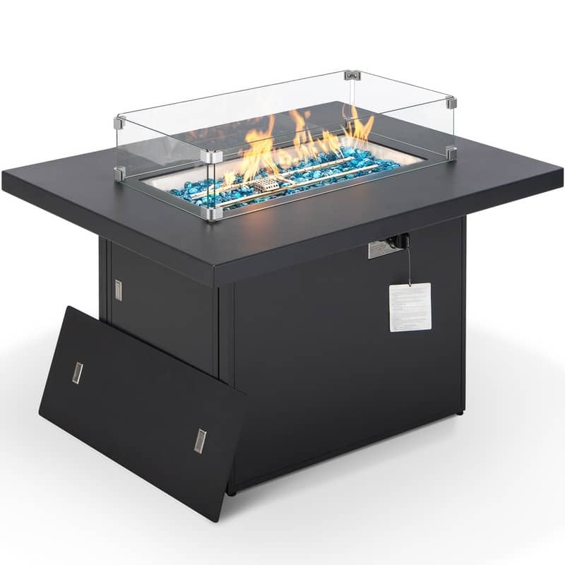 43" Rectangular Aluminum Gas Fire Pit Table, CSA, 60,000 BTU