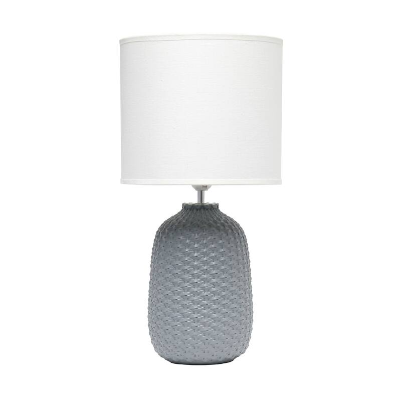 20.4" Purled Texture Lamp with White Fabric Shade - Gray