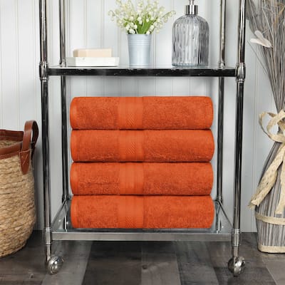 Superior Cotton Solid Highly-Absorbent Bath Towel - (Set of 4)