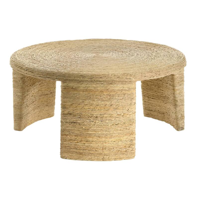 Mize Natural Woven Rattan Round Coffee Table