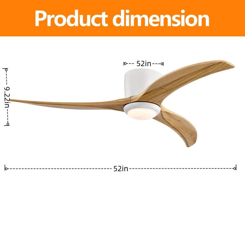 Modern 52" Ceiling Fan with Light & Remote, Matte White - Silent Reversible Motor, 6-Speed, Solid Wood Blades for Indoor Rooms