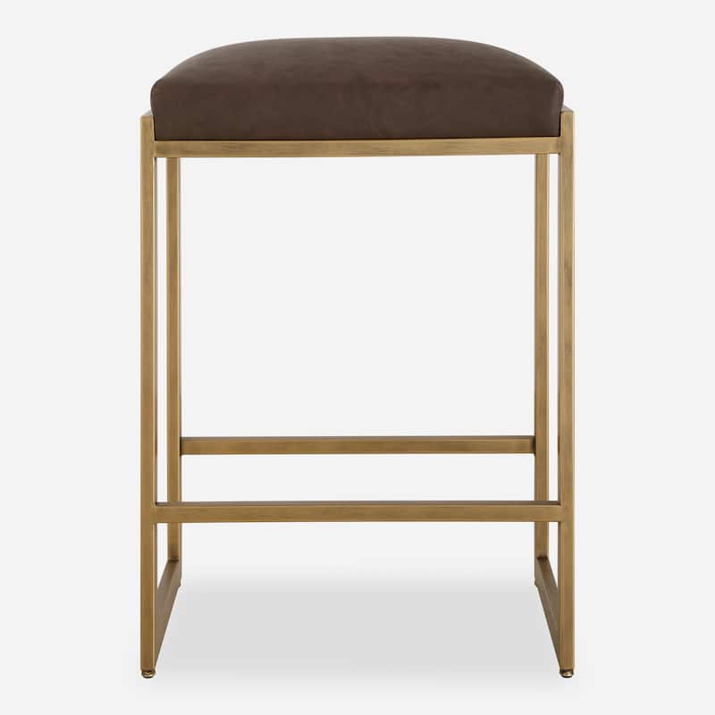Uttermost Atticus Gold Counter Stool - 14.25"D x 17.75"W x 25.75"H