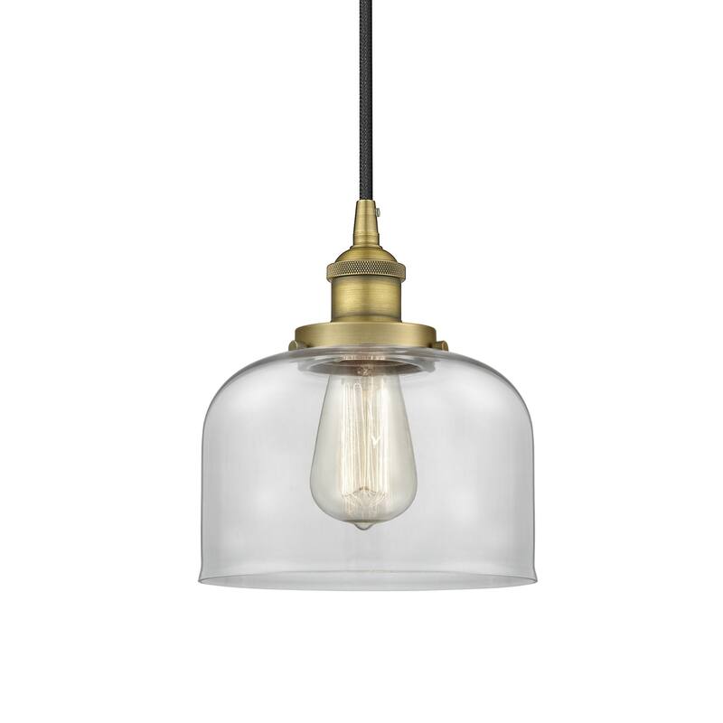 Innovations Lighting 616-1PH-10-8 Bell Pendant Bell 8" Wide Mini - Brushed Brass / Clear