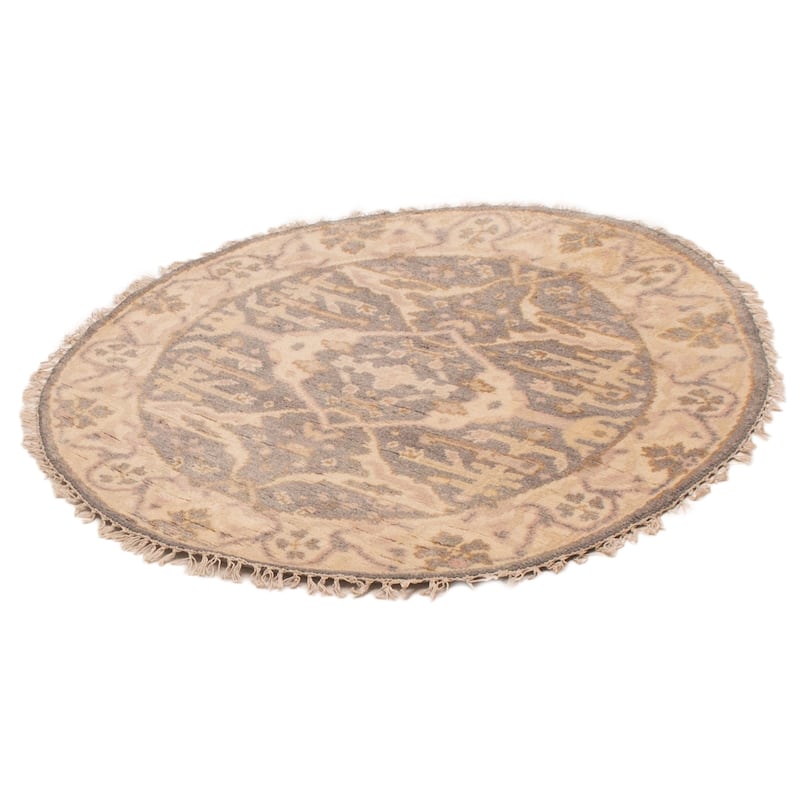 ECARPETGALLERY Hand-knotted Royal Oushak Grey Wool Rug - 4'1 x 4'1