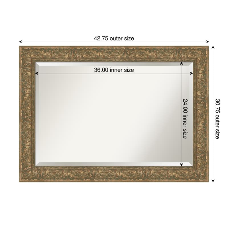 Luxe Beveled Framed Wall Mirror - 43 x 31 in - Luxe Bronze Gold
