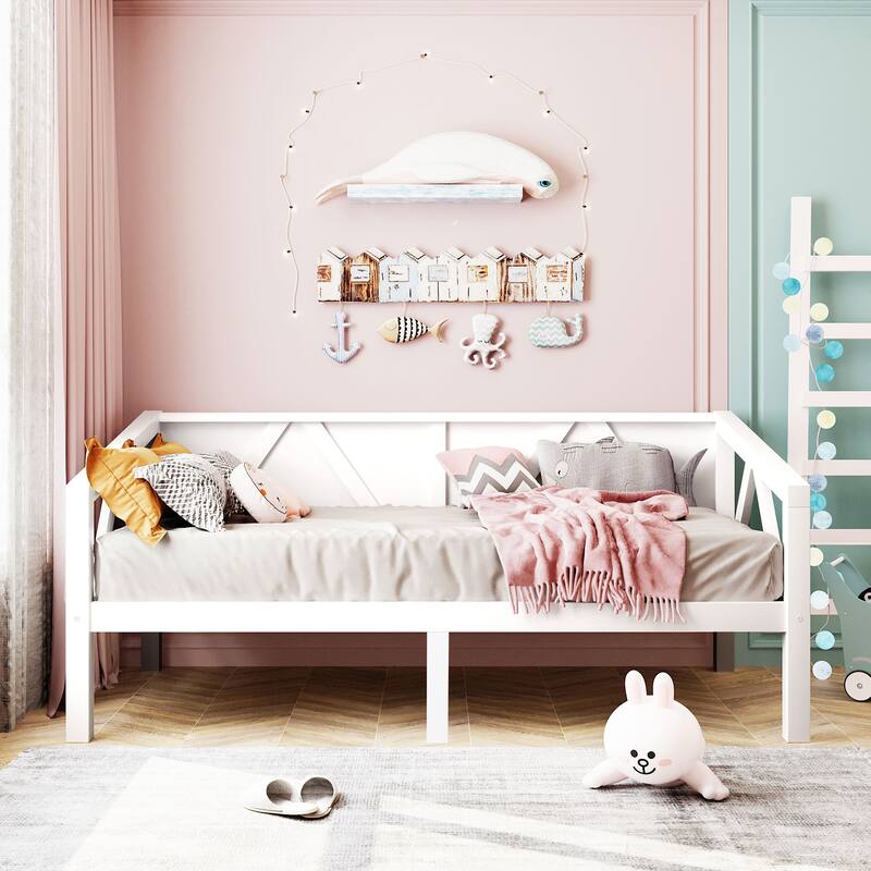 Twin Platform Bed with Storage & Triangle Support