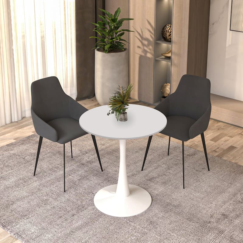 Bristol 24" Round Dining Table, Modern Pedestal Base Kitchen Table - Sintered Stone/MDF Top for Kitchen & Small Spaces