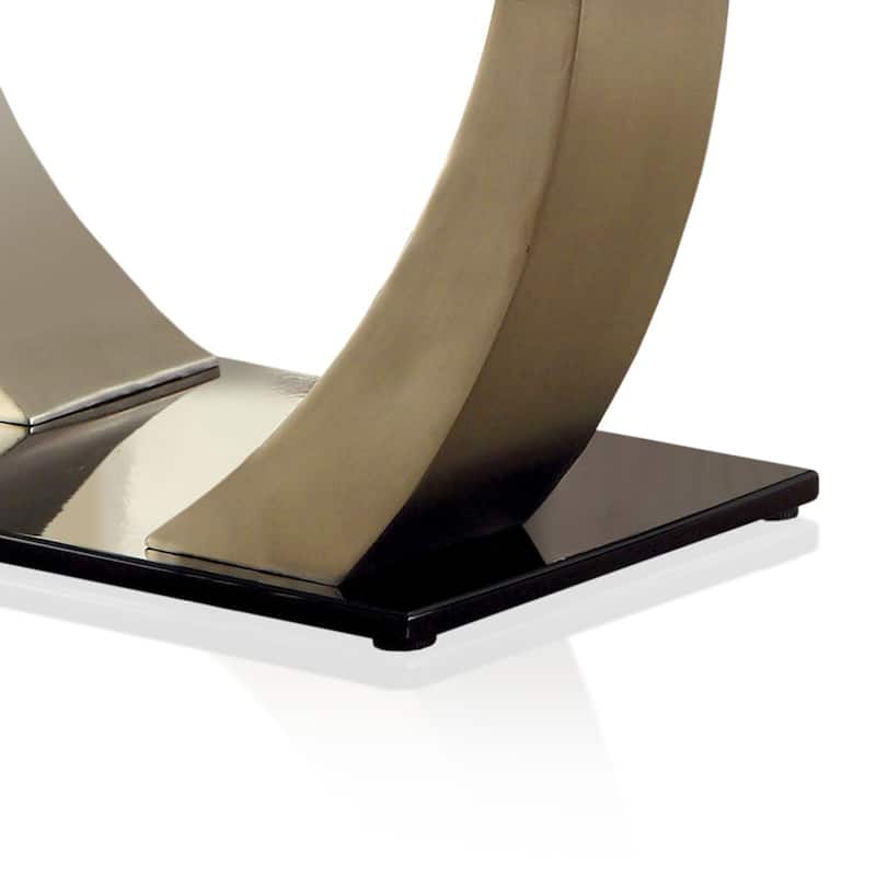 Furniture of America Jami Modern Silvertone 60-inch Glass Top Dining Table