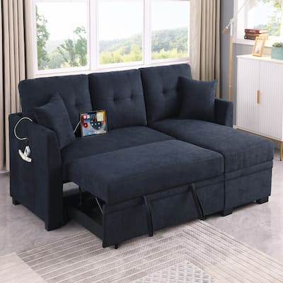 Sectional Sleeper Sofa with USB Charging, Storage, Reversible Chaise