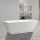 preview thumbnail 12 of 11, Vanity Art 66.5" Freestanding Acrylic Bathtub Modern Stand Alone Soaking Tub with Chrome Finish Slotted Overflow & Pop-up Drain
