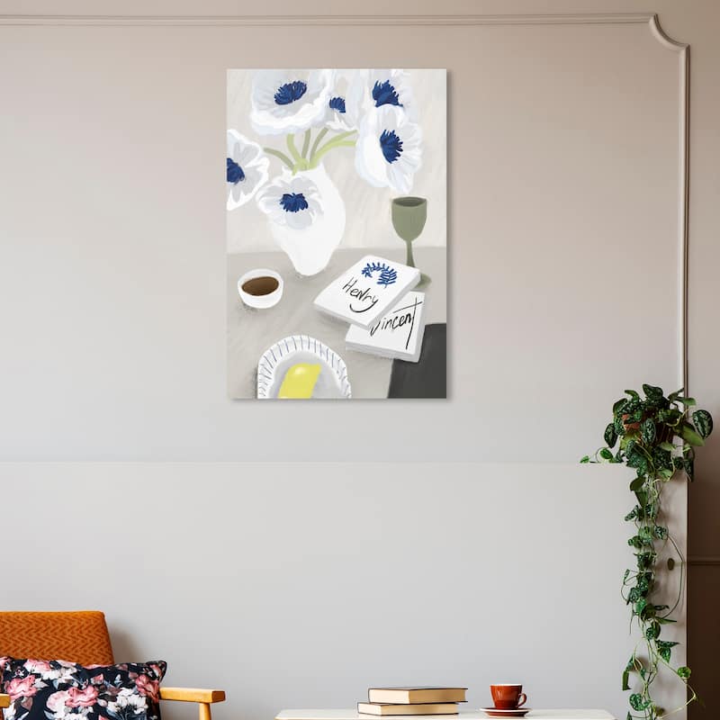 Wynwood Studio Canvas Floral and Botanical Sharing Art White and Modern & Contemporary Wall Art Canvas Print - 30 x 20
