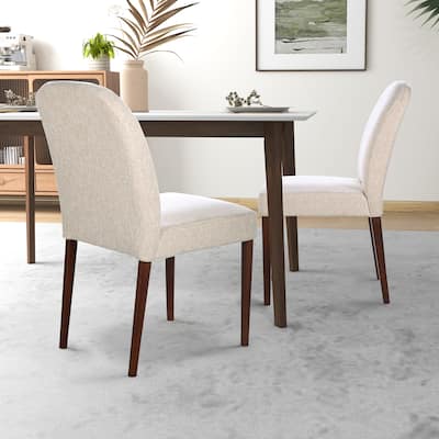 Mizu Solid Wood Japandi Style Linen Dining Chair (Set of 2)
