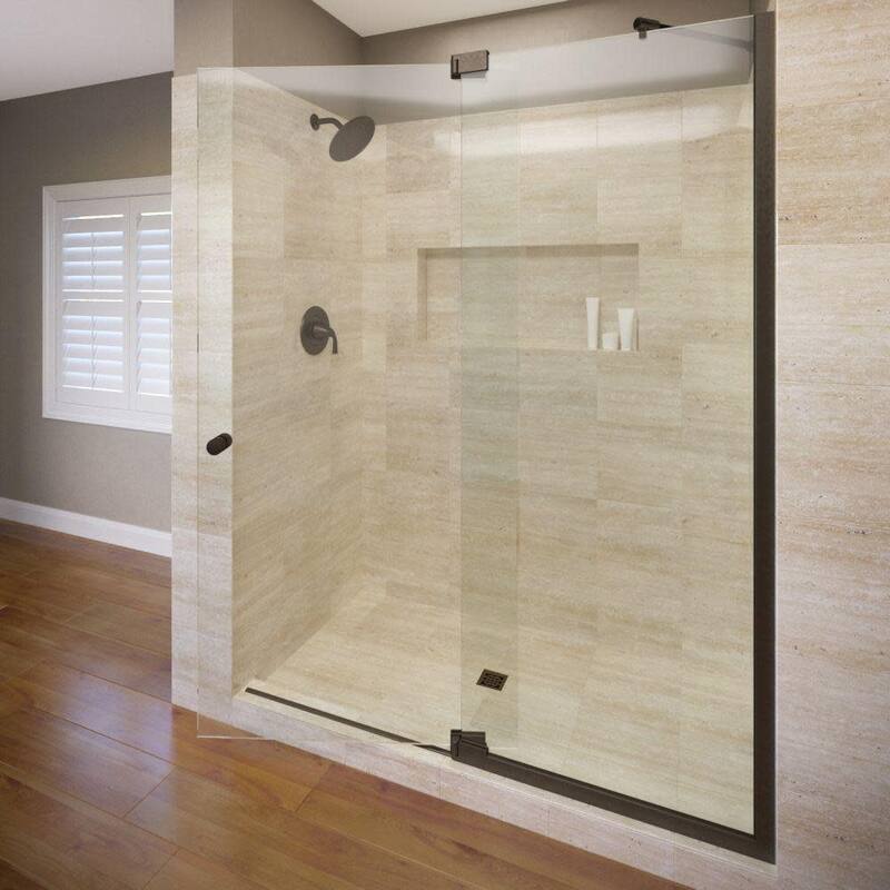 Basco Cantour 76" High x 60" Wide Pivot Frameless Shower Door with - Oil Rubbed Bronze