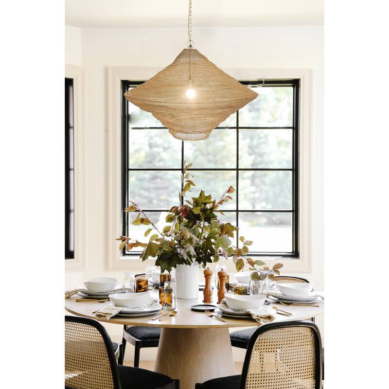 Transitional 1-Light Gold Powder Coat Chain Basket Pendant