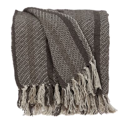 Brown and Taupe Striped Woven Handloom Throw