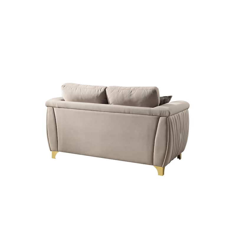 Contemporary Style Upholstery Loveseat Made With Wood In Gold Accent & Gray