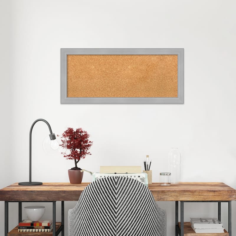 Vista Brushed Nickel Narrow Framed Cork Bulletin Memo Board