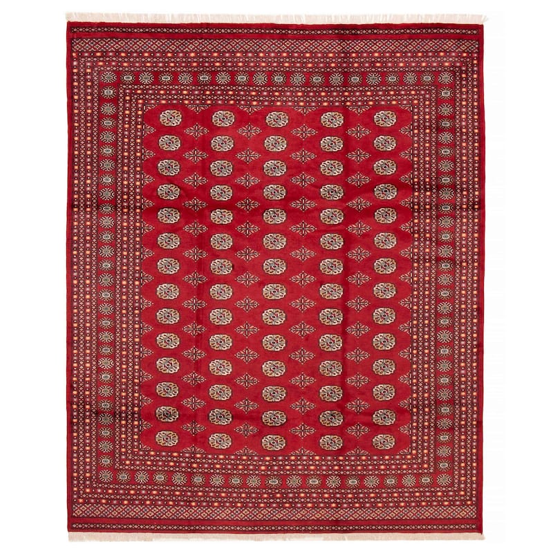 ECARPETGALLERY Hand-knotted Finest Peshawar Bokhara Red Wool Rug - 8'2 x 9'11 - Red - 8'2 x 9'11