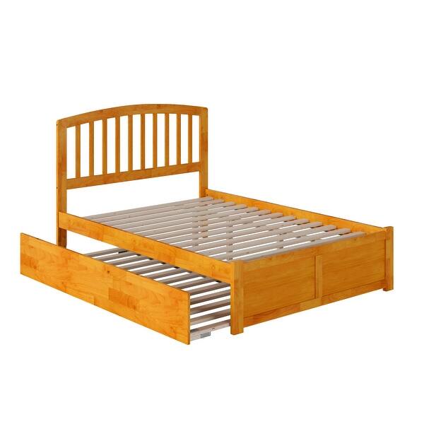 slide 2 of 8, AFI Richmond Full Size Platform Bed with Footboard & Twin Trundle in Caramel Latte