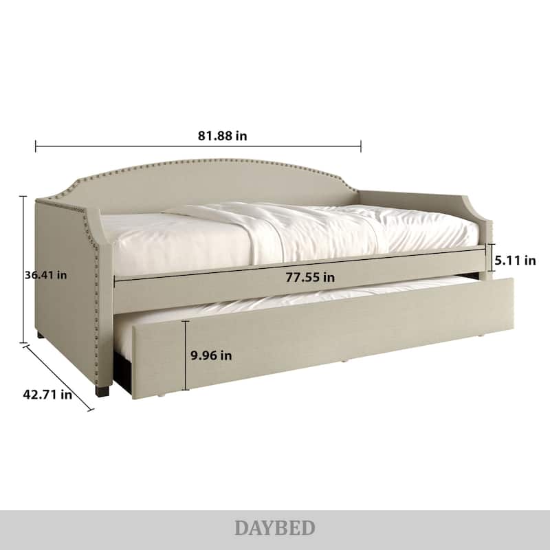 CraftPorch Minimalist Linen Upholstered Twin Daybed with Trundle
