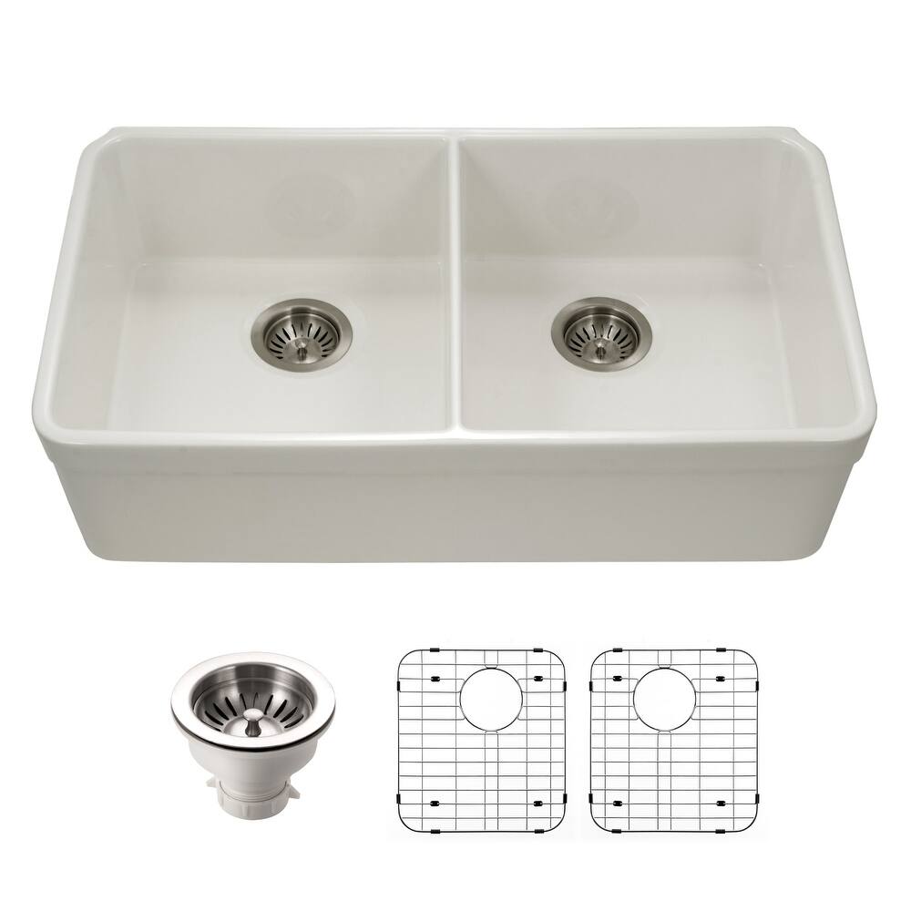Houzer PTU-3200-C Platus 32-3/16" Undermount Double Basin Fireclay