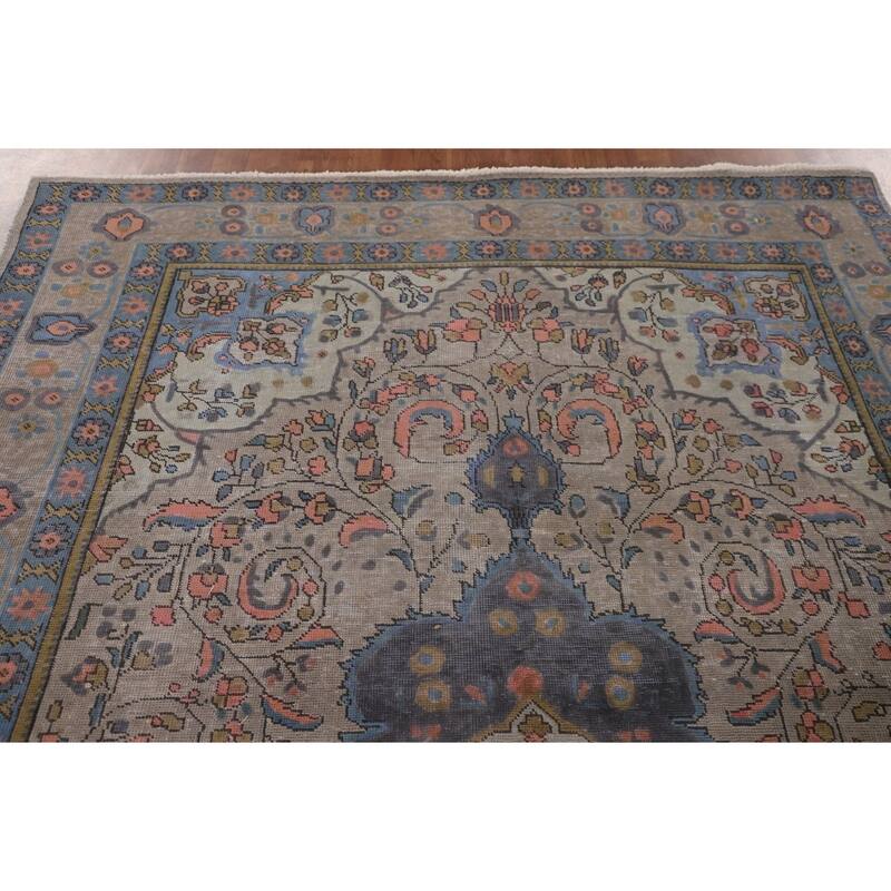 Distressed Over-Dyed Tabriz Persian Vintage Rug Handmade Wool Carpet - 6'9"x 9'6"