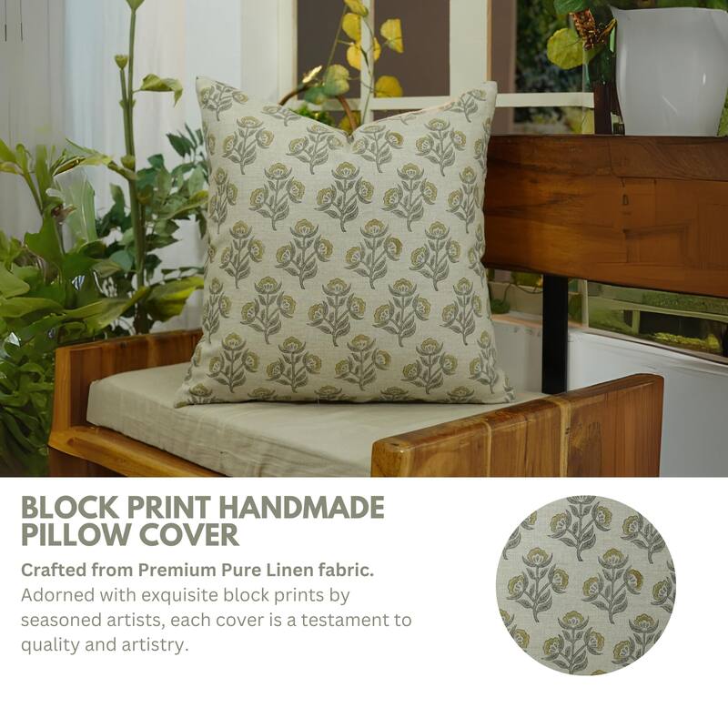 Fabdivine Handmade Soft Cozy Boho Pillow Cover Linen Sofa Couch or Chair Cushion