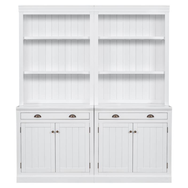 Tall Bookshelf Suite,Modern Bookcase Suite 2-Piece Set Storage Bookcase 2 Drawer and Open Shelves,for Home Office,White