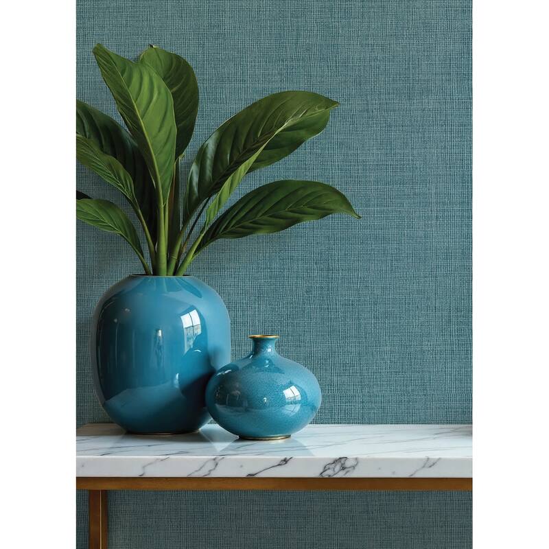 A-Street Prints Alba Turquoise Open Weave Wallpaper
