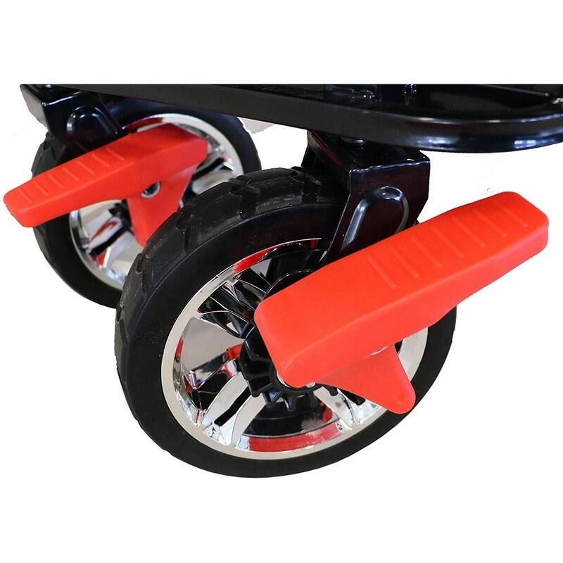 Outdoor Push & Pull Folding Wagon Cart with Removable Canopy