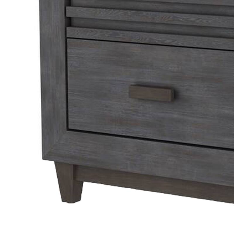 Biom Nightstand, 2 Drawers, Charcoal Brown Solid Hardwood, 24 Inch