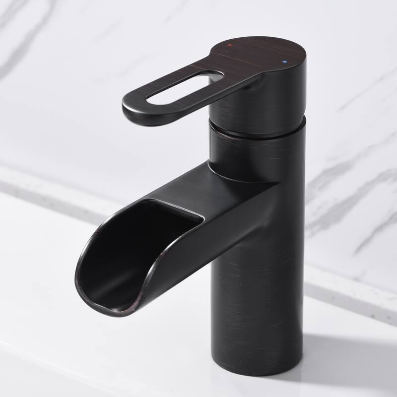 Luxier BSH16-S Waterfall Single Handle Single Hole Bathroom Faucet with Drain