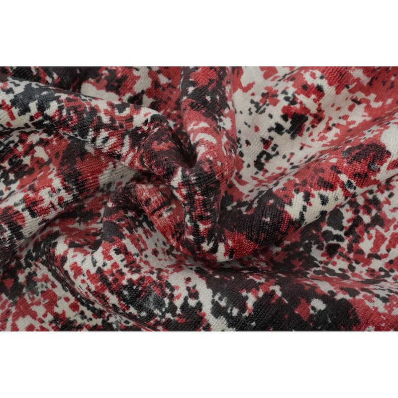Hand Knotted Oriental Viscose Silk Carpet Modern Abstract Multi-Colored Abstract Area Rug - 7' 10'' X 5' 5''