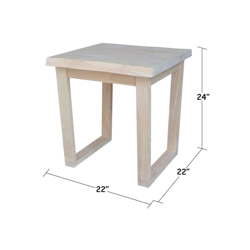 Live Edge Solid Wood End Table, Unfinished