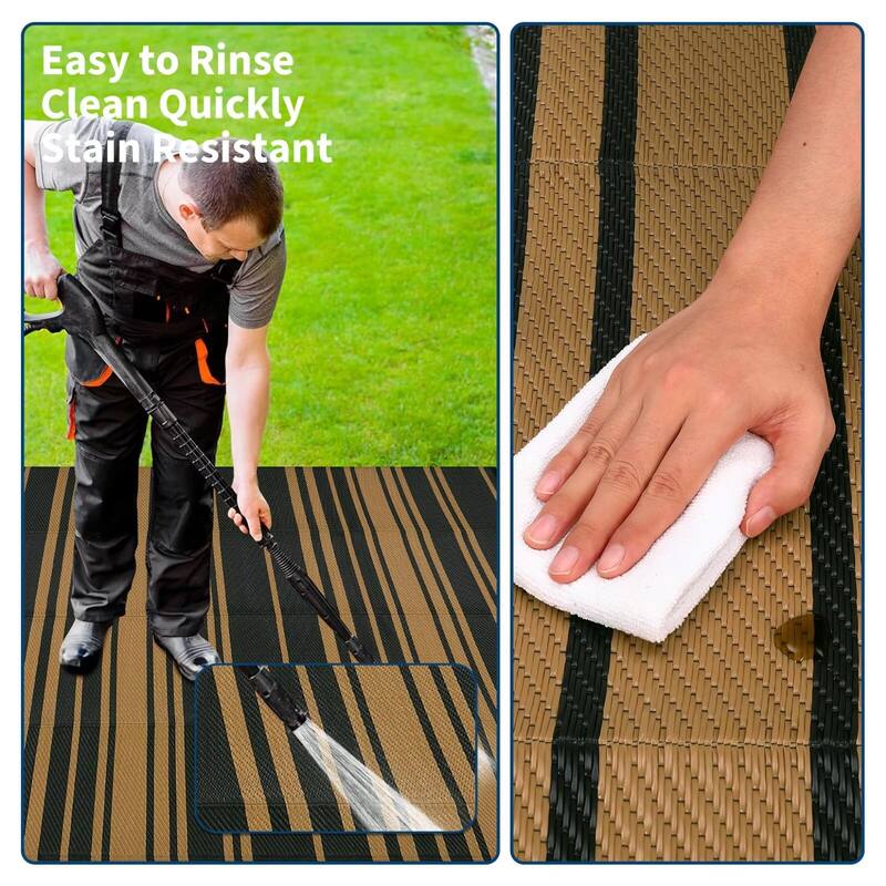 Outdoor Rug Waterproof Mat Outside Rugs for Patio Camping Balcony Modern Strip Plastic Straw Rug