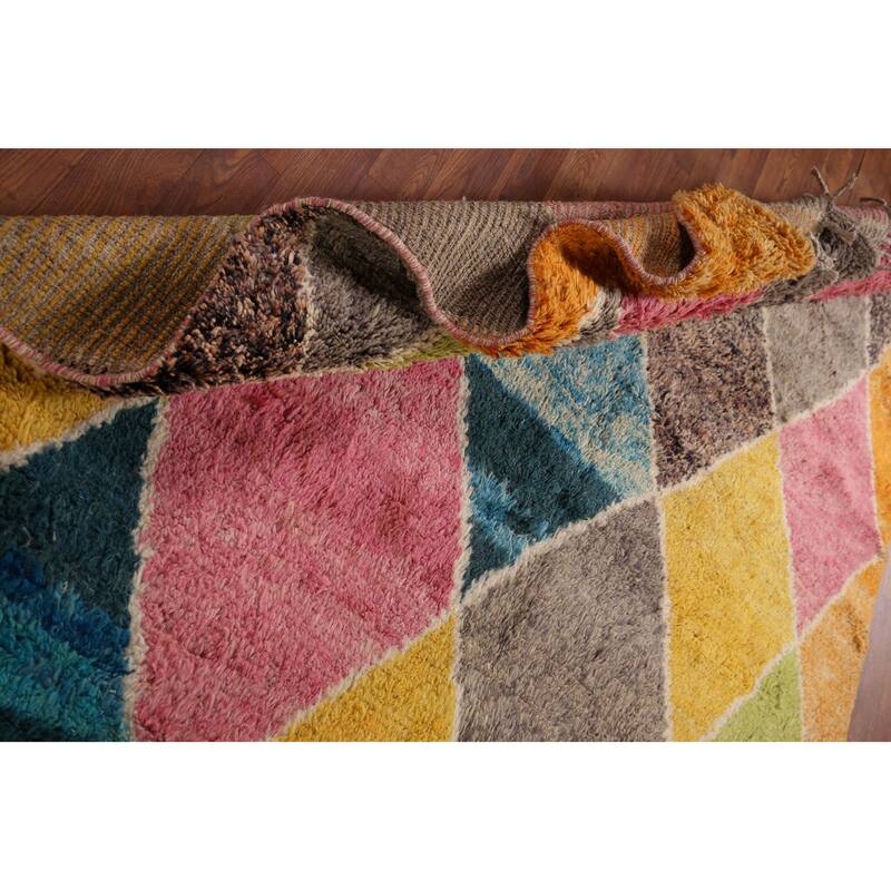 Colorful Trellis Moroccan Area Rug Handmade Wool Carpet - 6'0" x 9'3"