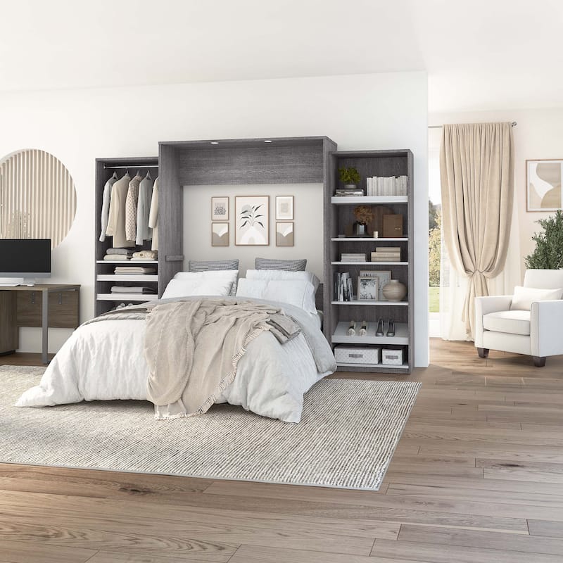 Cielo 125W Queen Murphy Bed with 2 Shelving Units by Bestar