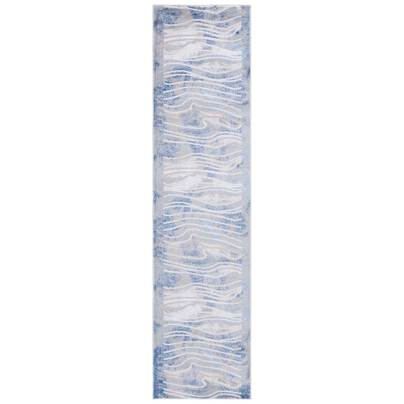 SAFAVIEH Palma Cosette Modern Abstract Rug - 2'2" x 9' Runner - Beige/Blue