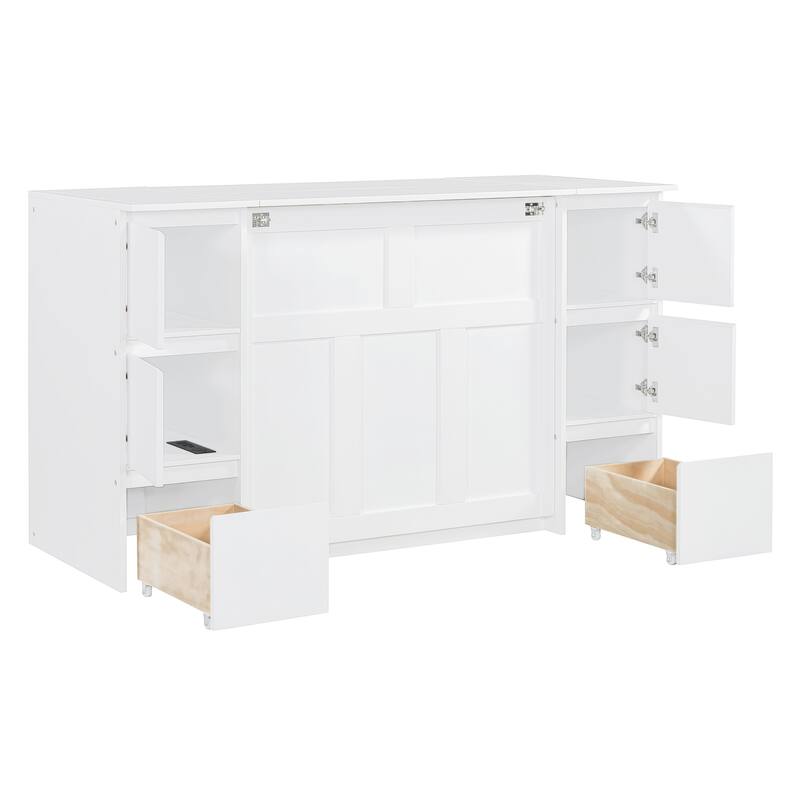 Modern Murphy Bed with Drawers, Cabinets, and USB Ports